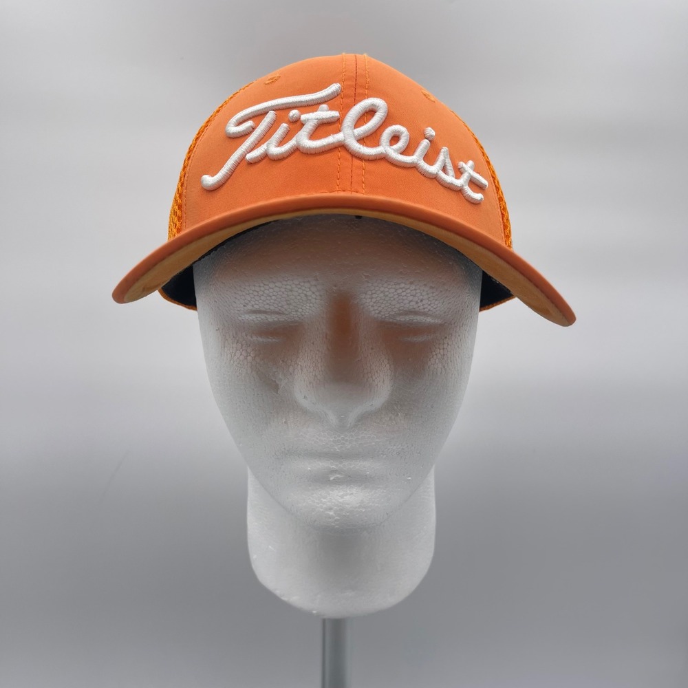 Titleist New Era M-L Medium/Large Mesh Pro V1 FJ Stretch Fit Cap Orange Golf Hat